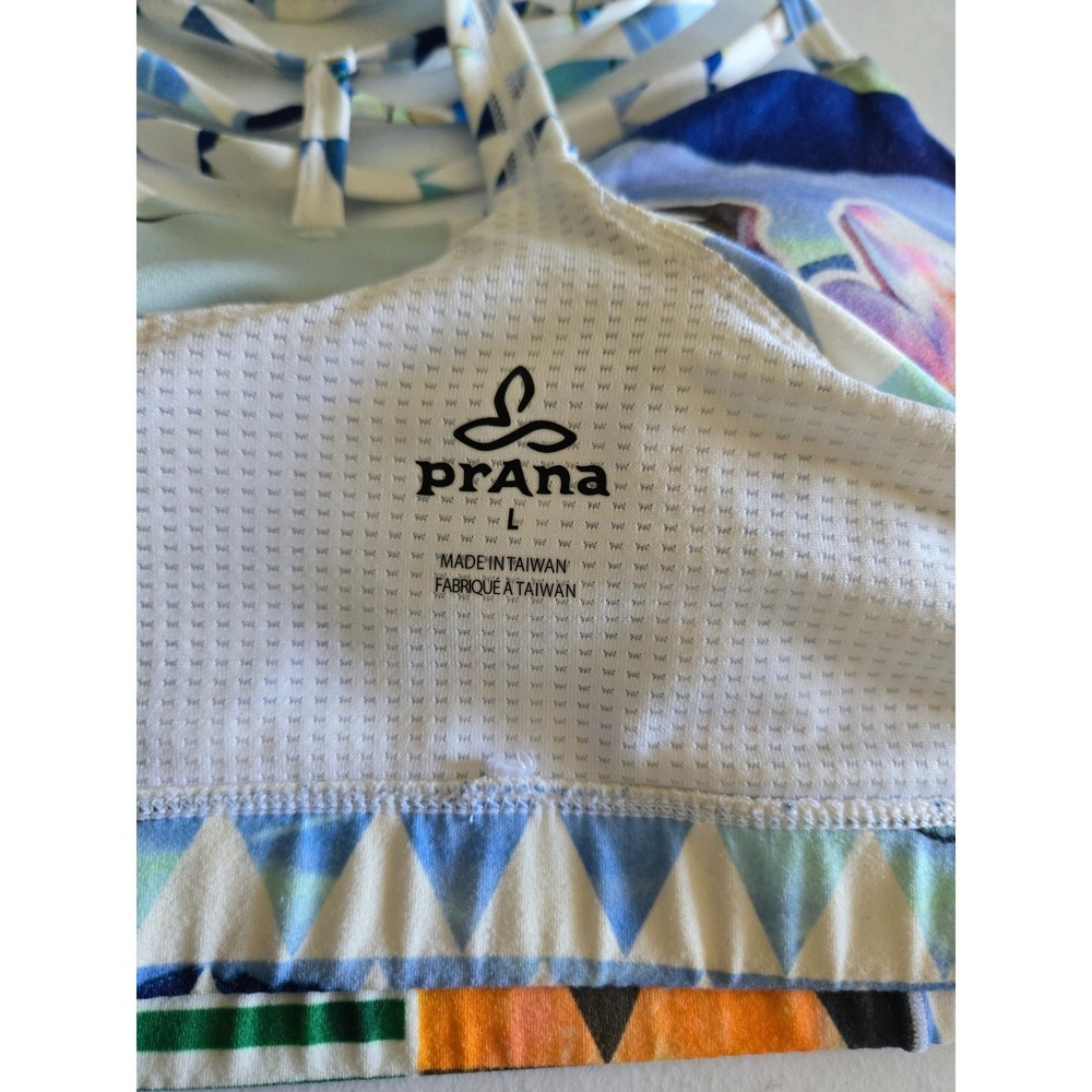 Prana Womens Strappy Sports Bra Tropical Print Large Riestling Yoga - Picture 6 of 7